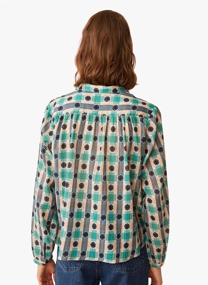 EBONY - Katoenen Blouse Met Ruitjesprint | Groen 8 EBONY - Katoenen Blouse Met Ruitjesprint | Groen - Image 6