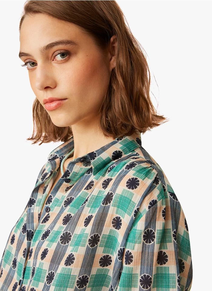 EBONY - Katoenen Blouse Met Ruitjesprint | Groen 4 EBONY - Katoenen Blouse Met Ruitjesprint | Groen - Image 2