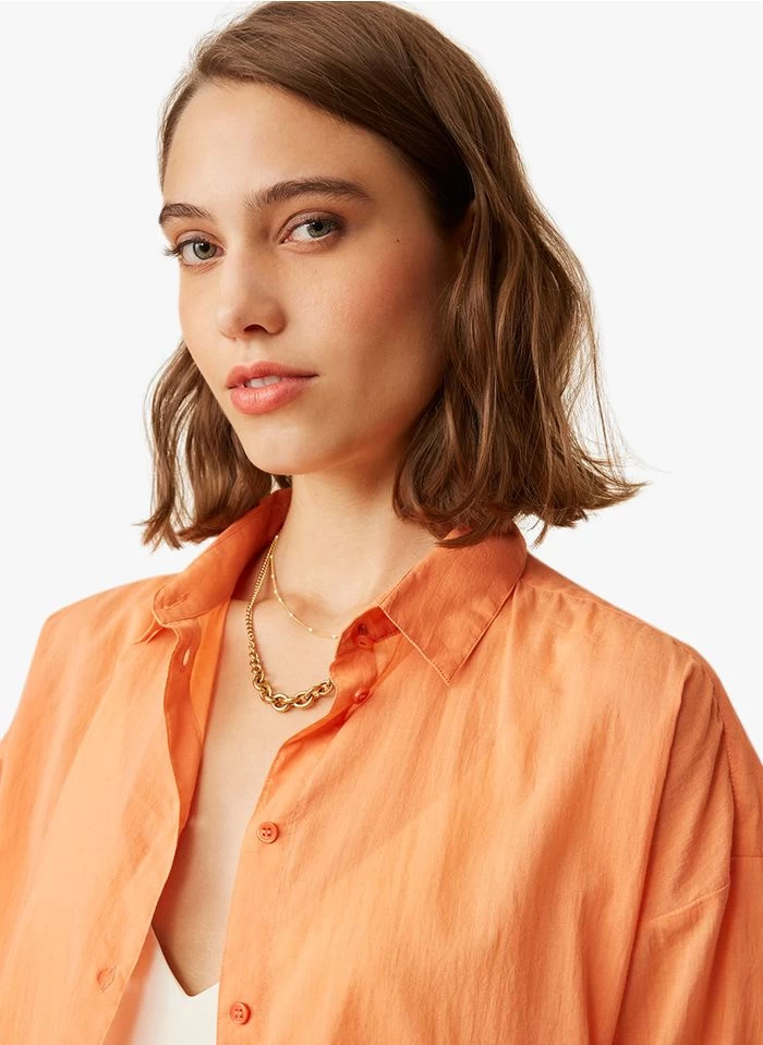 ENORAH - Ruimvallende, Katoenen Blouse | Oranje 5 ENORAH - Ruimvallende, Katoenen Blouse | Oranje - Image 3