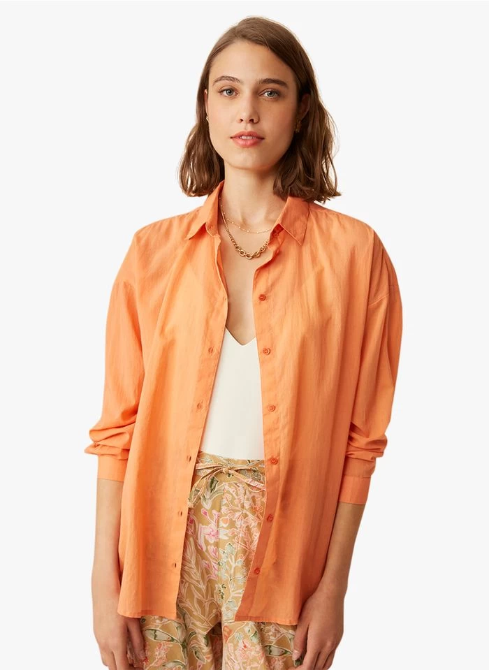 ENORAH - Ruimvallende, Katoenen Blouse | Oranje 3 ENORAH - Ruimvallende, Katoenen Blouse | Oranje