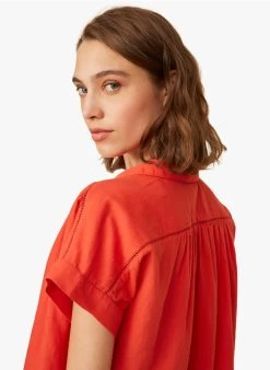 EGLANTINE - Katoenen Blouse Met Overhemdkraagje | Rood -Wilson.NL 3985409