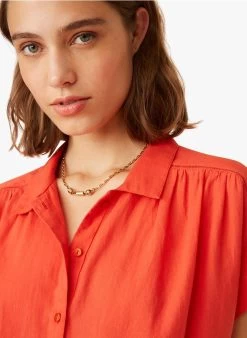 EGLANTINE - Katoenen Blouse Met Overhemdkraagje | Rood -Wilson.NL 3985412