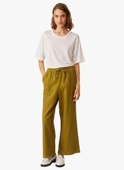 EYTAN - Wijde, Katoenen Broek | Kaki
