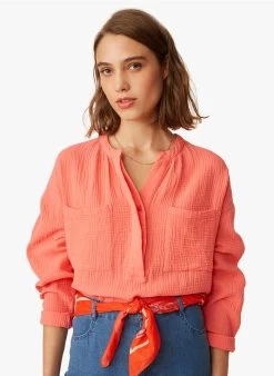 KELYA - Katoenen Foulard Met Print | Rood