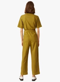 EYTARIO - Katoenen Jumpsuit Met Klassieke Kraag | Kaki -Wilson.NL 3985489