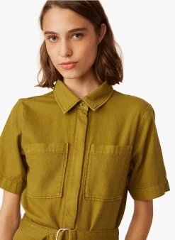 EYTARIO - Katoenen Jumpsuit Met Klassieke Kraag | Kaki -Wilson.NL 3985491