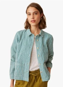 ERWOAN - Jasje Met Knoopsluiting Katoenblend | Gestreepte