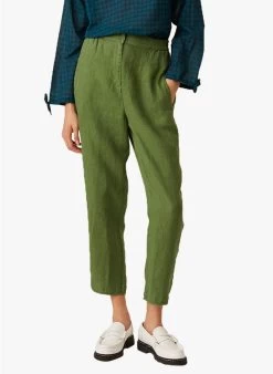 ELIAS - Rechte, Linnen, 7/8-broek | Groen