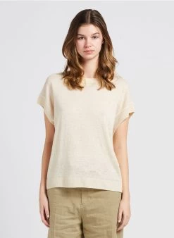 FELINI - Linnen Trui Met Ronde Hals | Beige