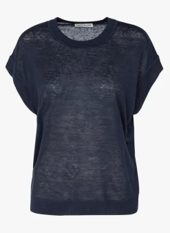 FELINI - Linnen Trui Met Ronde Hals | Blauw -Wilson.NL 4059663