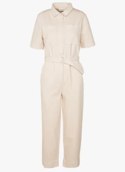 EYTARIO - Katoenen Jumpsuit Met Klassieke Kraag | Beige -Wilson.NL 4059676