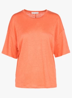 IDALINE - Linnen T-shirt Met Ronde Hals | Rood -Wilson.NL 4090014