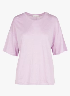 IDALINE - Linnen T-shirt Met Ronde Hals | Violet