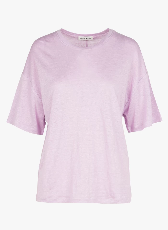 IDALINE - Linnen T-shirt Met Ronde Hals | Violet 3 IDALINE - Linnen T-shirt Met Ronde Hals | Violet