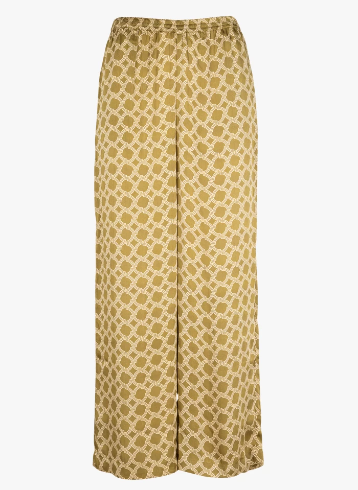 ENGELO - Lange, Soepelvallende Broek Met Print | Geel 5 ENGELO - Lange, Soepelvallende Broek Met Print | Geel - Image 3