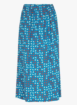 EUGELIA - Halflange Rok Met Print | Blauw -Wilson.NL 4090023