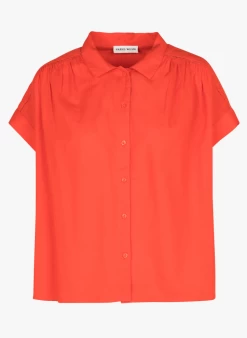 EGLANTINE - Katoenen Blouse Met Overhemdkraagje | Rood -Wilson.NL 4090032