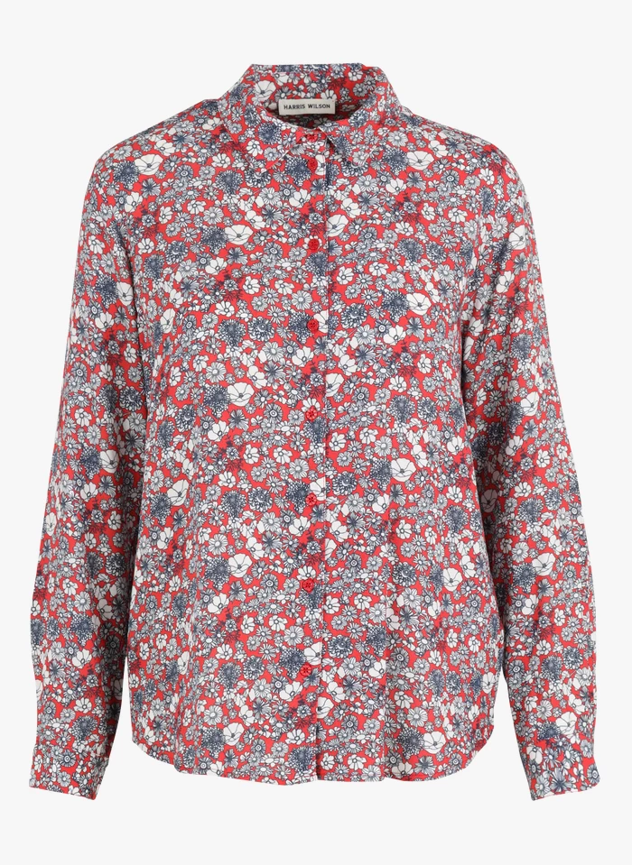 EVELYSE - Blouse Met Klassieke Kraag En Print | Rood 4 EVELYSE - Blouse Met Klassieke Kraag En Print | Rood - Image 2