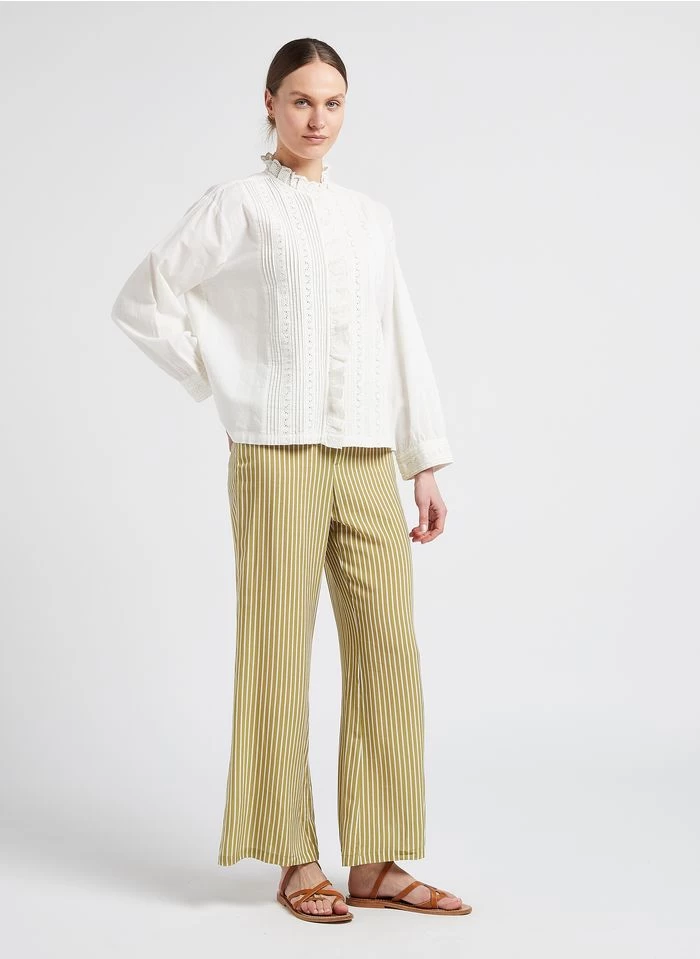 EURELIANA - Katoenen Blouse Met Opstaande Kraag En Borduursel | Wit 6 EURELIANA - Katoenen Blouse Met Opstaande Kraag En Borduursel | Wit - Image 5