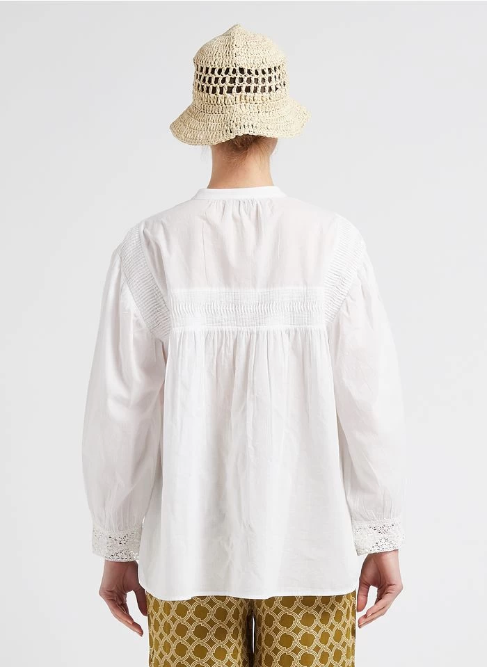 ELAIS - Katoenen Blouse Met Ronde Hals | Wit 4 ELAIS - Katoenen Blouse Met Ronde Hals | Wit - Image 2