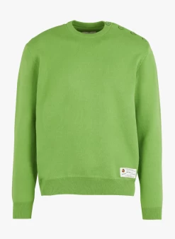 GERIC - Trui Met Ronde Hals En Knopen Katoenblend | Groen