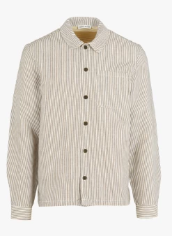 DEYVON - Regular-fit, Gestreept Overshirt Linnen/katoenblend | Beige