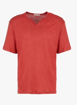 HUMPHREY - Linnen T-shirt Met Tuniekhals | Rood