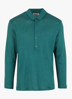 HUMERY - Linnen T-shirt Met Klassieke Hals | Blauw