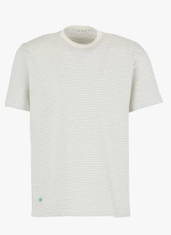 HAYLEE - Gestreept, Katoenen T-shirt Met Ronde Hals | Wit