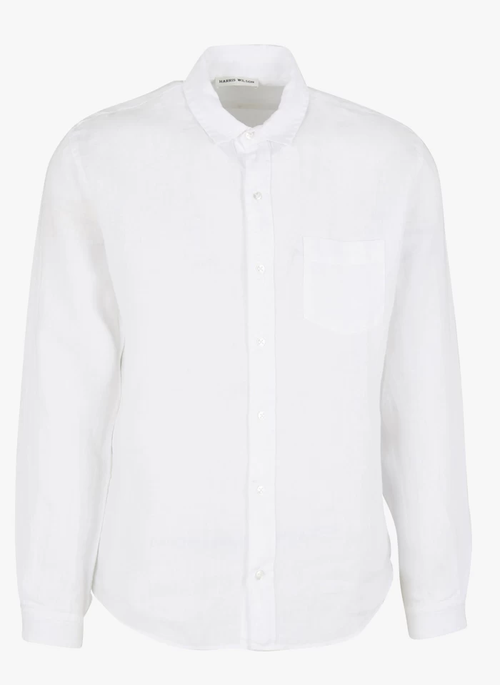 DANNY - Slim-fit, Linnen Overhemd | Wit 3 DANNY - Slim-fit, Linnen Overhemd | Wit