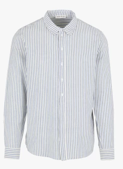 DEAN - Regular-fit, Gestreept, Katoenen Overhemd Met Klassieke Kraag | Blauw