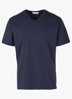 HAMILTON - Regular-fit, Katoenen T-shirt Met V-hals | Blauw