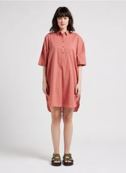 ELA - Wijde, Korte Overhemdjurk | Rood