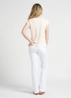 IRIS - Recht T-shirt Met V-hals Katoenblend | Beige -Wilson.NL 4123206