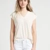 IRIS - Recht T-shirt Met V-hals Katoenblend | Beige