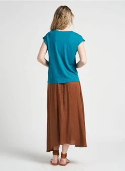 IRIS - Recht T-shirt Met V-hals Katoenblend | Blauw -Wilson.NL 4123224