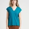 IRIS - Recht T-shirt Met V-hals Katoenblend | Blauw -Wilson.NL 4123228
