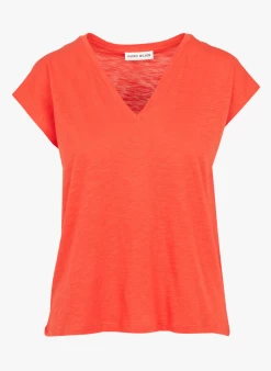 IRIS - Recht T-shirt Met V-hals Katoenblend | Rood -Wilson.NL 4123967