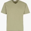 HAMILTON - Regular-fit, Katoenen T-shirt Met V-hals | Kaki