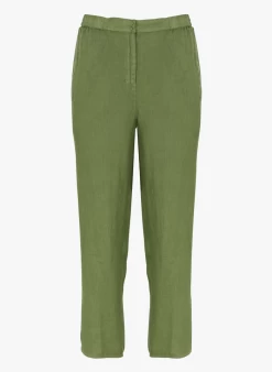 ELIAS - Rechte, Linnen, 7/8-broek | Groen -Wilson.NL 4130500