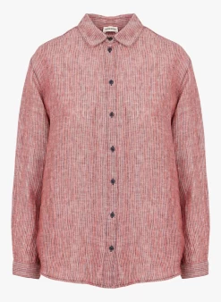 EMMANUELLE - Linnen Overhemd Met Klassieke Kraag | Gestreepte