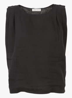 ELI - Linnen Blouse Met Ronde Hals | Zwart -Wilson.NL 4131807