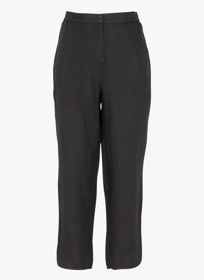 ELIAS - Rechte, Linnen, 7/8-broek | Zwart 5 ELIAS - Rechte, Linnen, 7/8-broek | Zwart - Image 3