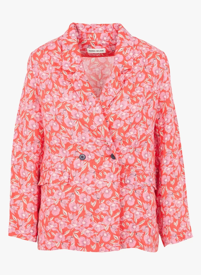 ELENIE - Linnen Blazer Met Bloemenprint | Rood 6 ELENIE - Linnen Blazer Met Bloemenprint | Rood - Image 4