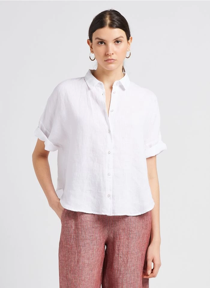 ELISA - Wijde, Soepelvallende, Linnen Blouse | Wit 3 ELISA - Wijde, Soepelvallende, Linnen Blouse | Wit