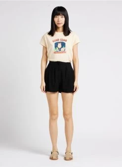 IANAELLE - T-shirt Met Zeefdruk Linnen/katoenblend | Beige -Wilson.NL 4134905