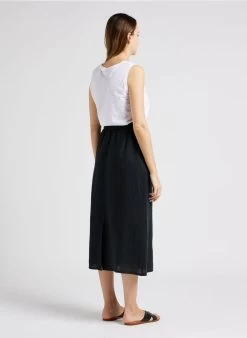 ELIO - Lange, Linnen Rok | Zwart -Wilson.NL 4137183