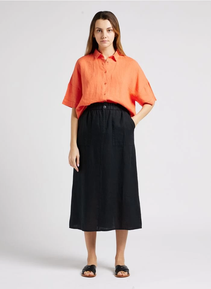 ELISA - Wijde, Soepelvallende, Linnen Blouse | Rood 6 ELISA - Wijde, Soepelvallende, Linnen Blouse | Rood - Image 4