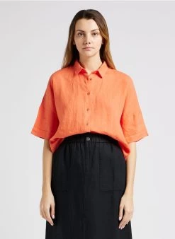 ELISA - Wijde, Soepelvallende, Linnen Blouse | Rood