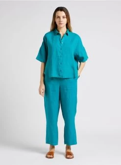 ELIFE - Linnen, Straight-fit 7/8-broek | Blauw -Wilson.NL 4137206